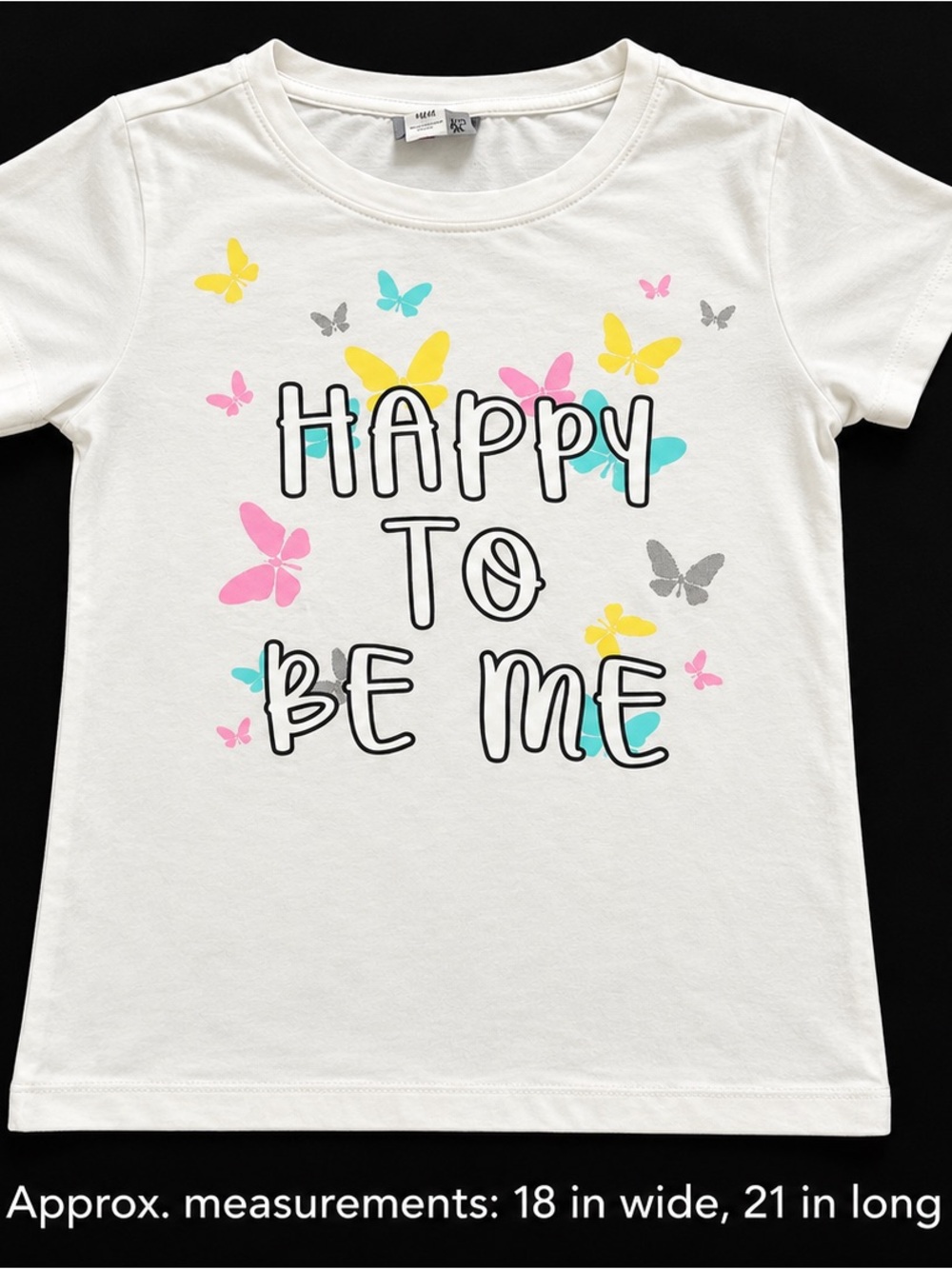 Popular Sports Girls 14/16 Happy To Be Me Butterfly Graphic Tee White